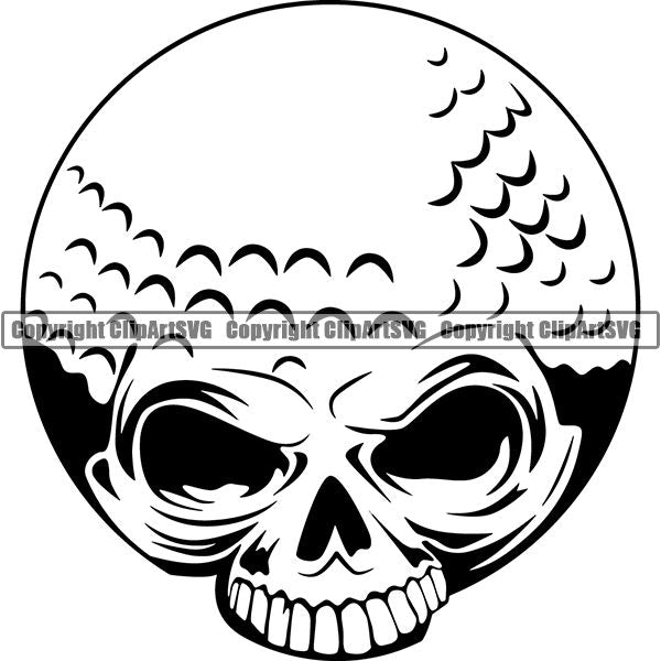 Sports Game Golf Ball Skull ClipArt SVG