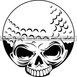 Sports Game Golf Ball Skull ClipArt SVG