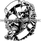 Skull Skeleton Mask Smile Now Cry Later Tattoo Tat ClipArt SVG