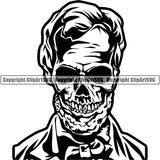 Money Cash Dead President Abraham Lincoln Skull Head Face Coin Collecting Dollar Sign Design Stack Bank Finance Rich Wealthy Knot Roll Spread 100 Dollar Bill Currency Advertise Marketing Clipart SVG