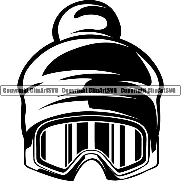 Sports Skiing Ski Snowboarding Snowboard Googles Beanie Hat ClipArt SVG