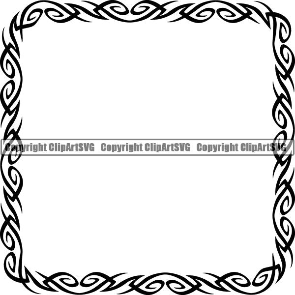 Viking Celtic Tribal Frame Border Design Element Square ClipArt SVG