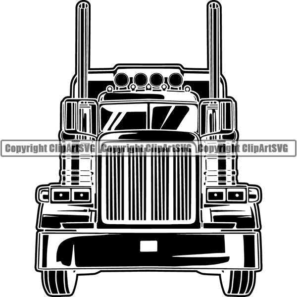 Truck Driver Trucking Trucker Driving Transportation Semi Tractor Trailer ClipArt SVG
