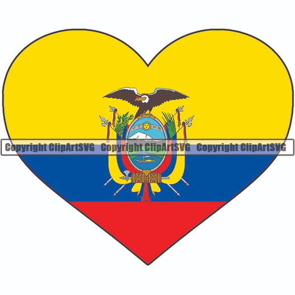 Country Flag Heart Ecuador ClipArt SVG