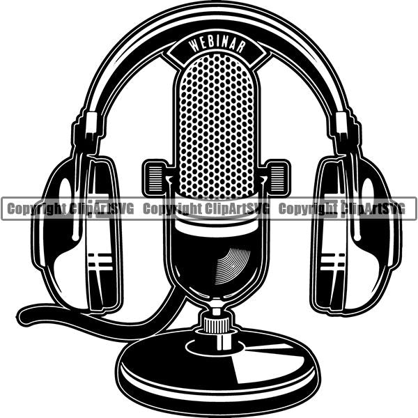 Microphone Mic Audio Music Record Broadcast Podcast Webinar Equipment ClipArt SVG