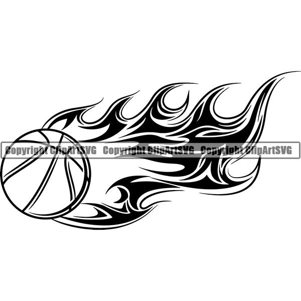 Sports Game Basketball Fire ClipArt SVG