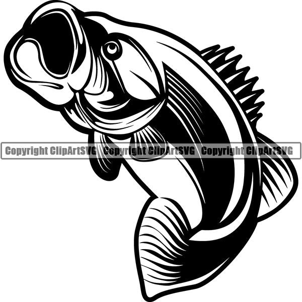 Sports Game Fishing Hunting Fish Hunt Bass ClipArt SVG