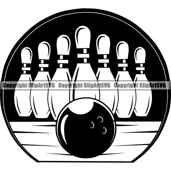 Sports Game Bowling Bowler Bowl Logo ClipArt SVG