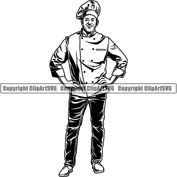 Cooking Baking Baker Chef Cook Uniform Hat ClipArt SVG