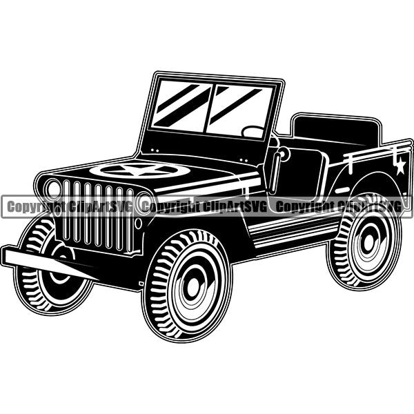 Military Weapon SUV Sport Utility Vehicle Off Road Mudding ClipArt SVG