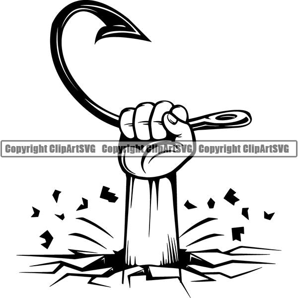 Sports Game Fishing Hunting Fish Hunt Hook ClipArt SVG