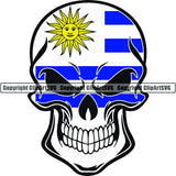 Country Flag Skull Uruguay ClipArt SVG