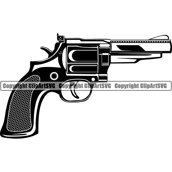 Military Weapon Gun Pistol Revolver ClipArt SVG
