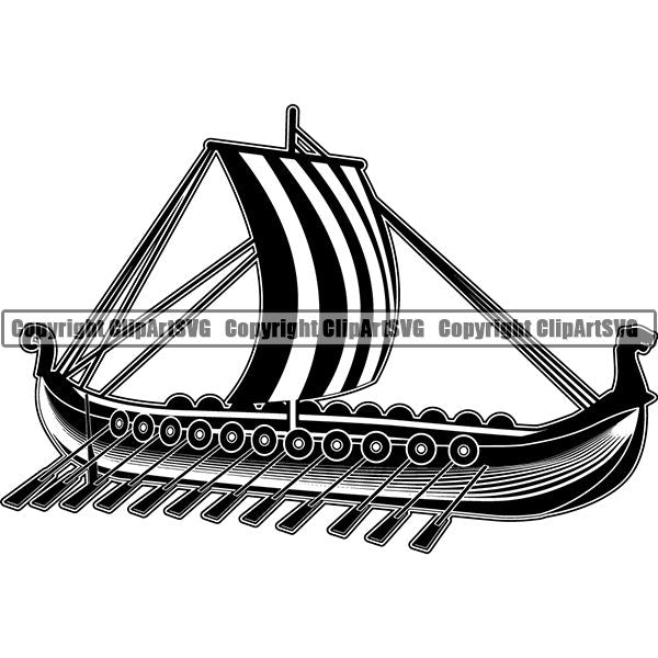 Viking Warrior Ship ClipArt SVG