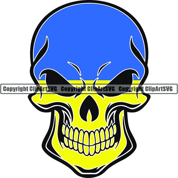 Country Flag Skull Ukraine ClipArt SVG