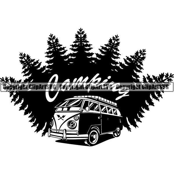 Camping Hiking Logo Clipart SVG