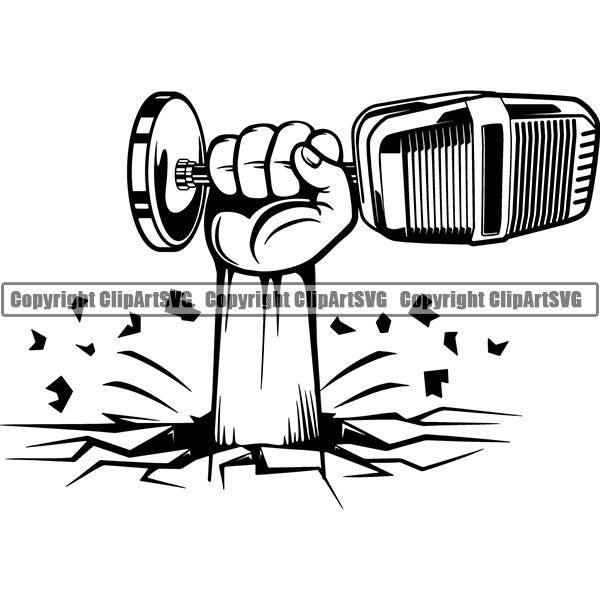 Microphone Mic Audio Music Record Broadcast Podcast Webinar Equipment Logo ClipArt SVG