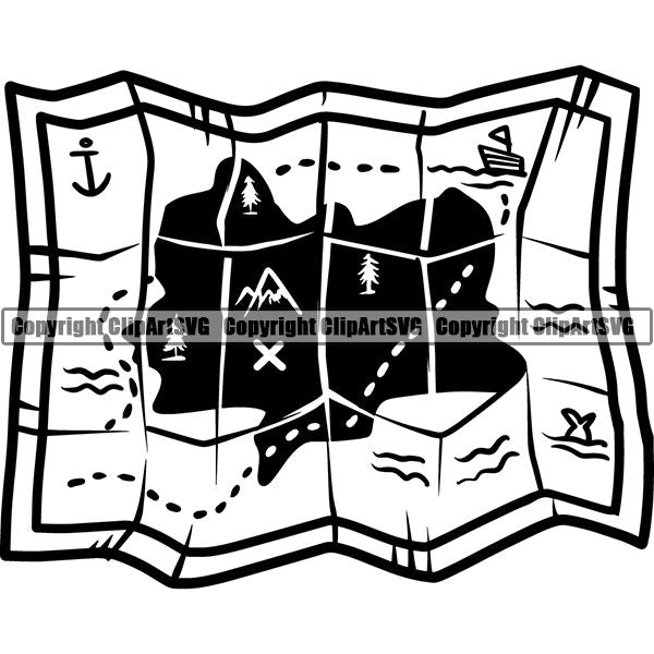 Pirate Sea Gangster Criminal Warrior Treasure Map ClipArt SVG