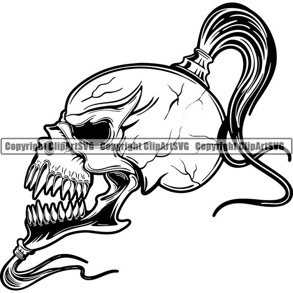 Skull Skeleton Tattoo Tat ClipArt SVG