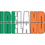 Country Flag Text Name Ireland ClipArt SVG