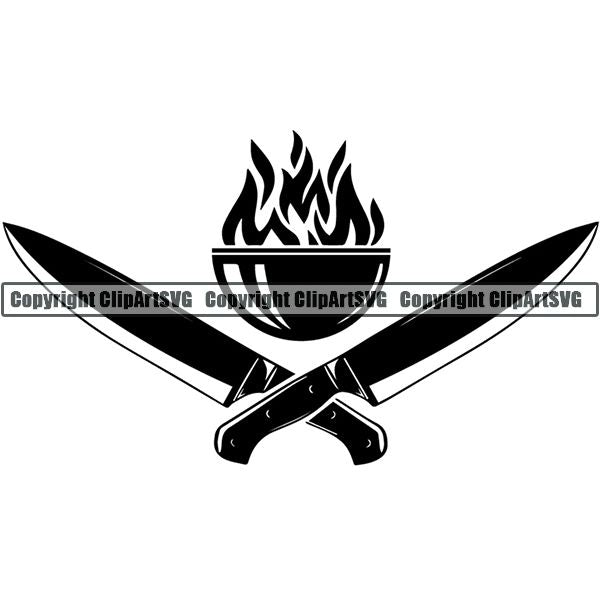 Cooking BBQ Bar-B-Que Barbque Chef Cook Butcher Logo ClipArt SVG