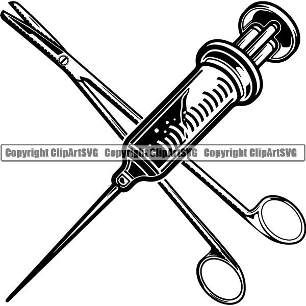 Medical Doctor Nurse Hospital Needle Syringe Shot ClipArt SVG