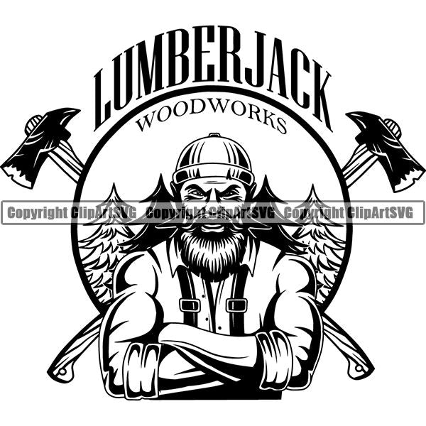 Construction Woodworking Carpenter Lumberjack Logo ClipArt SVG