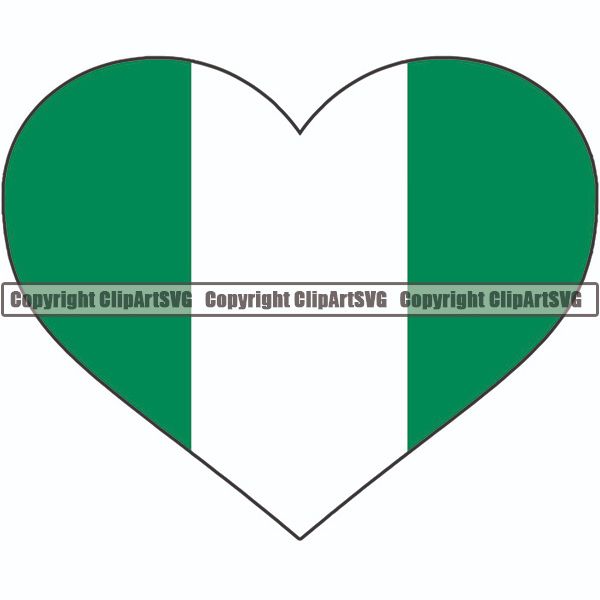 Country Flag Heart Nigeria ClipArt SVG