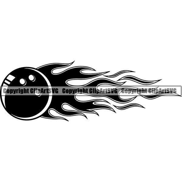 Sports Game Bowling Bowler Bowl Fire ClipArt SVG