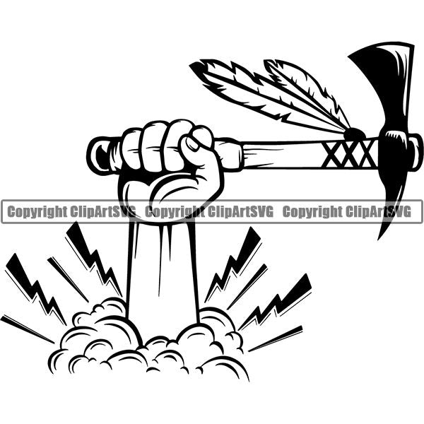 Native American Indian Axe ClipArt SVG