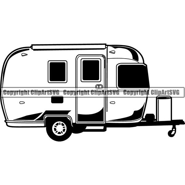 Camping Camper Recreational Vehicle RV Trailer Hiking Logo Clipart SVG