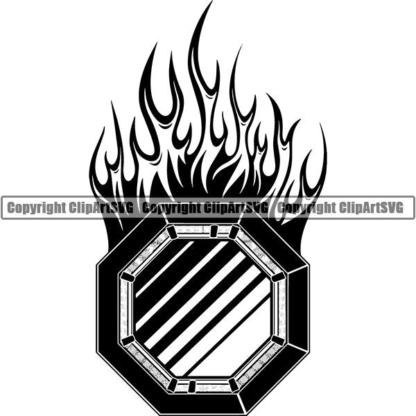 Sports Boxing Boxer MMA Fighter Fire ClipArt SVG