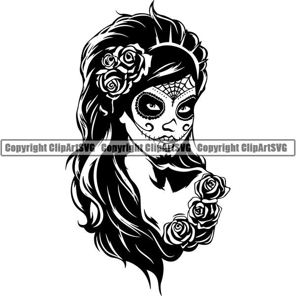 Gangster Thug Criminal Tattoo Woman ClipArt SVG