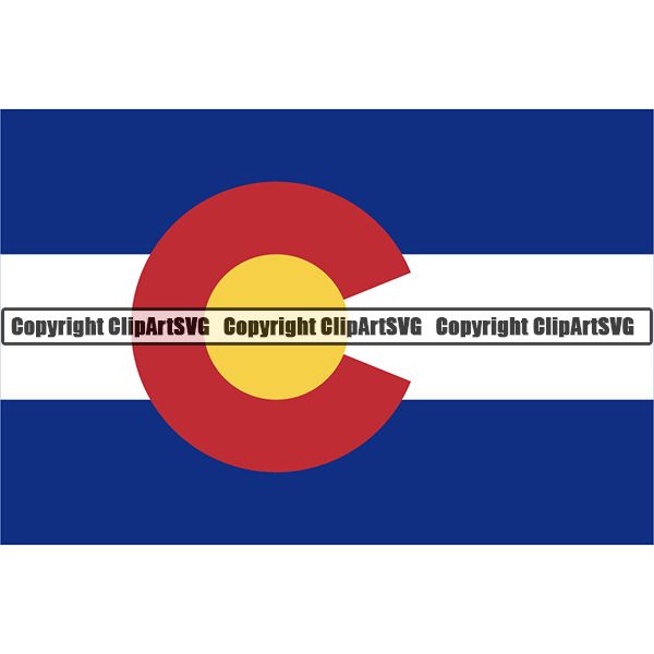 State Flag Map Colorado ClipArt SVG