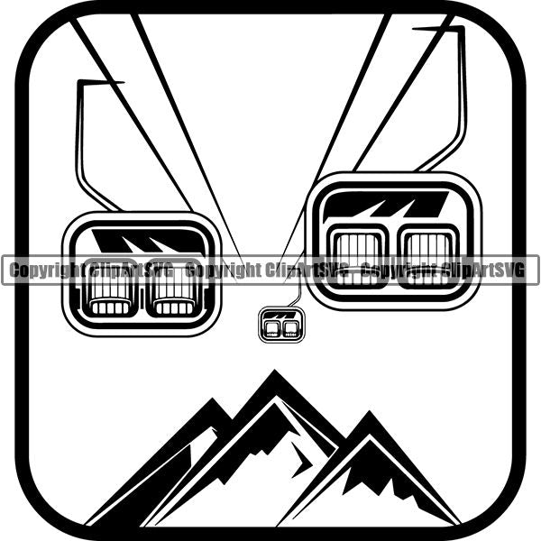 Sports Skiing Ski Snowboarding Snowboard Ski Lift ClipArt SVG