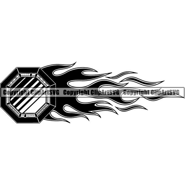 Sports Boxing Boxer MMA Fighter Fire ClipArt SVG