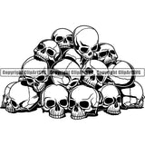 Skull Skeleton Pile Tattoo Tat ClipArt SVG