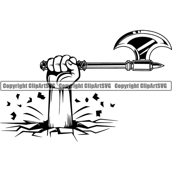 Viking Warrior Axe ClipArt SVG