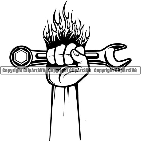 Mechanic Repair Shop Garage Wrench ClipArt SVG