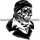 Pirate Sea Gangster Criminal Warrior Skull ClipArt SVG