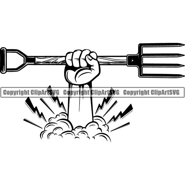 Hobby Gardening Shovel Pick Rake ClipArt SVG