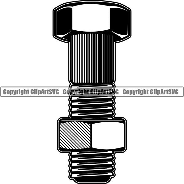 Mechanic Repair Shop Garage Bolt Nut Hardware ClipArt SVG