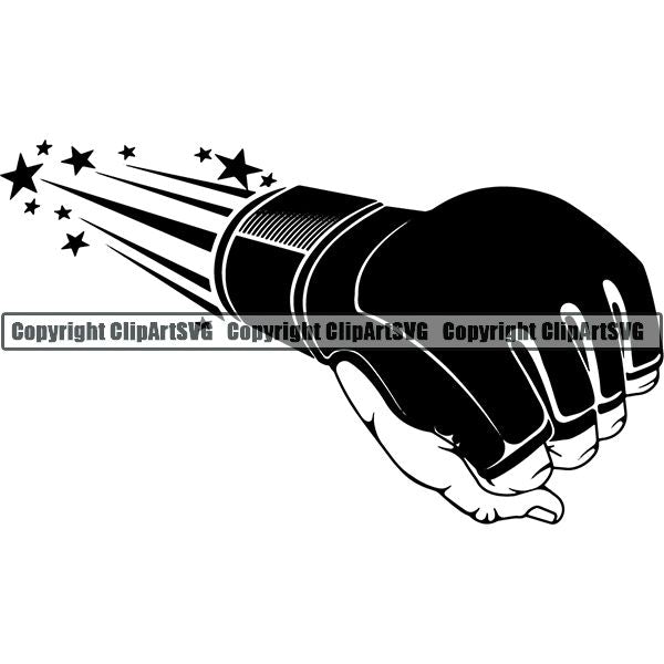 Sports Boxing Boxer MMA Fighter Glove Motion ClipArt SVG