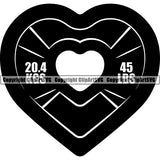 Gym Sports Bodybuilding Fitness Muscle Weight Plate Heart Love ClipArt SVG