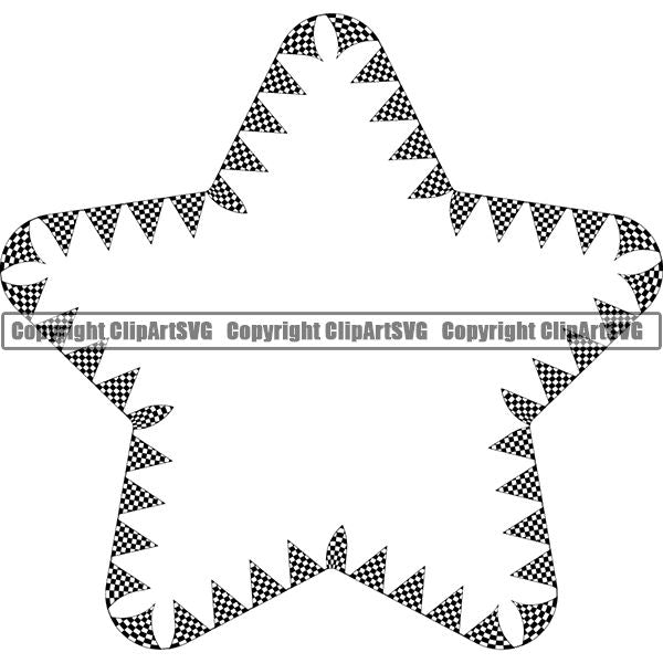 Sports Car Motorcycle Run Running Bike Race Racing Racer Race Design Element Frame Border Checkerboard Checkered Checker Triangle Flags Star ClipArt SVG