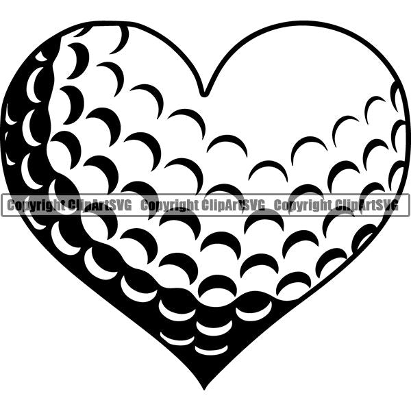 Sports Game Golf Heart Love ClipArt SVG
