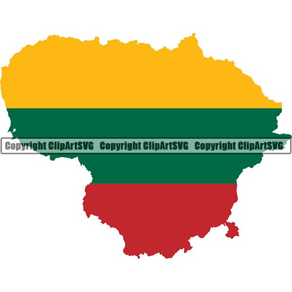 Country Flag Map Lithuania ClipArt SVG
