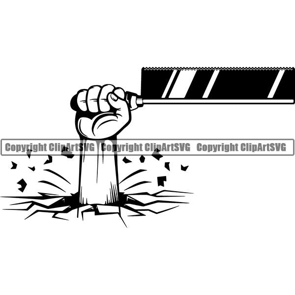 Construction Woodworking Carpenter Lumberjack Saw Hand break ClipArt SVG