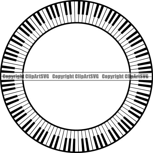 Music Design Element Frame Border Piano Keys In Circle ClipArt SVG