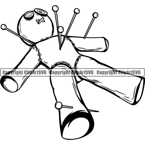 Holiday Halloween Voo Doo Doll Witchcraft Witch Curse Spell ClipArt SVG